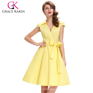 Grace Karin Atacado Mulheres Vestidos de verão Cap Sleeve Short 50s 60s vestido Vintage Retro Party Dress CL6087-6